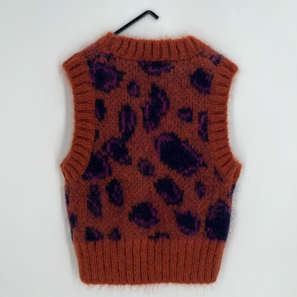 Cos Jacquard Mohair Wool Blend Leopard Animal Print Vest - Picture 6 of 6
